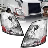 LEAVAN Headlight Assembly Compatible with 2004-2018 Volvo VNL VNM 2004-2015 Volvo VN Halogen, Headlamps Head Light Lamp W/Bulbs Housing Pair (Chrome)