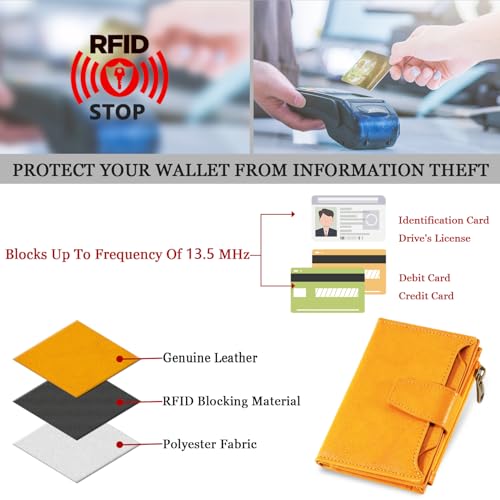 Image of Airkit Small Wallet Women RFID Blocking Soft Leather Bifold Compact Card Holder Wallet for Women with Zipper Coin Pocket 4 ID Window