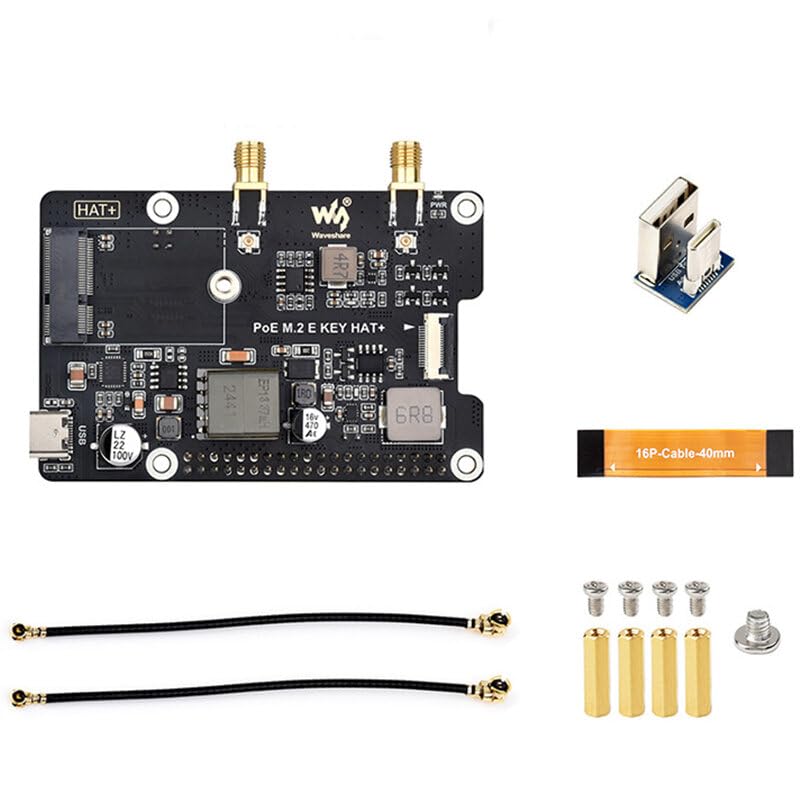 VIDOO Scheda Adattatore HAT 5 PCIe verso M.2 E Key con Supporto PoE Output 25W 5V 12V WiFi 7 6 AX210 AX200 BE200 Bluetooth Trasferimento Dati USB Espansione Power Over Ethernet