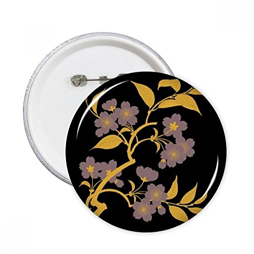 Pins Fleur noire style Peinture japonaise DIYthinker pour personnaliser vos vestes et sacs