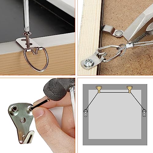 Image of SDTC Tech Picture Wire Hanging Kit Supports Up to 40lbs with D-Rings, Wall Hanging Hooks, 50ft Stainless Steel Wire Rope, Level, Aluminum Crimping Loop Sleeve & Screws for Painting Photo Mirror Frame