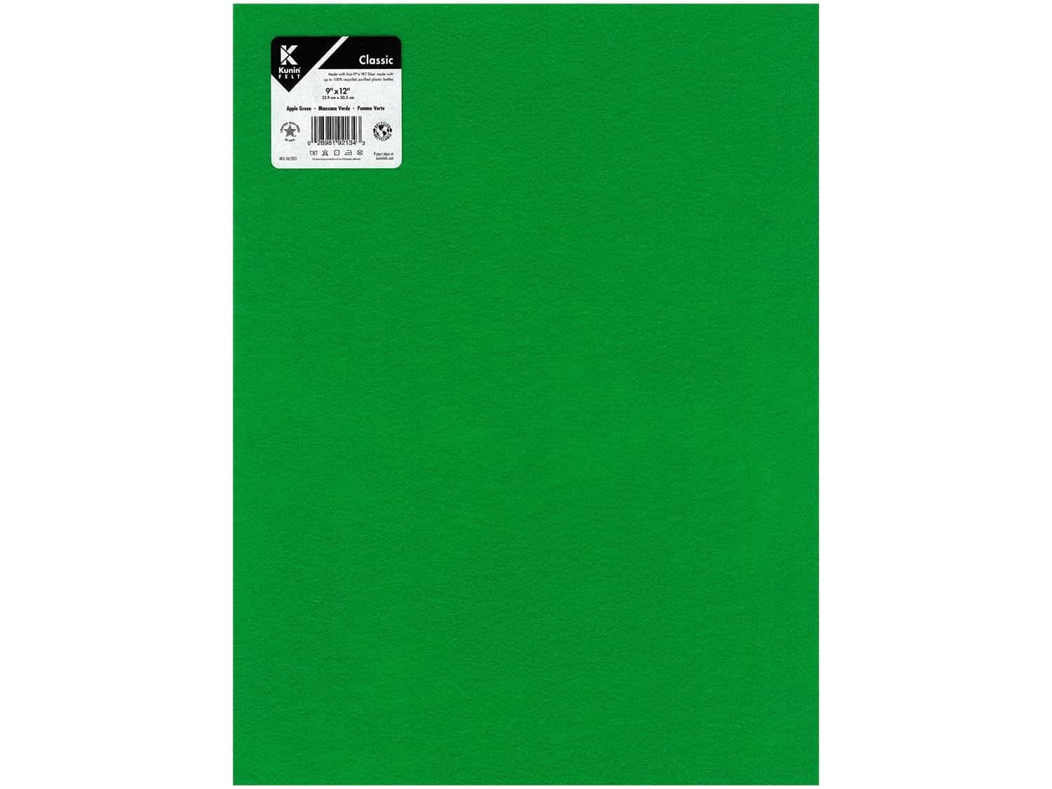 Kunin Classic Felt Sheets - 9 x 12 in. - Apple Green (24 Sheets)