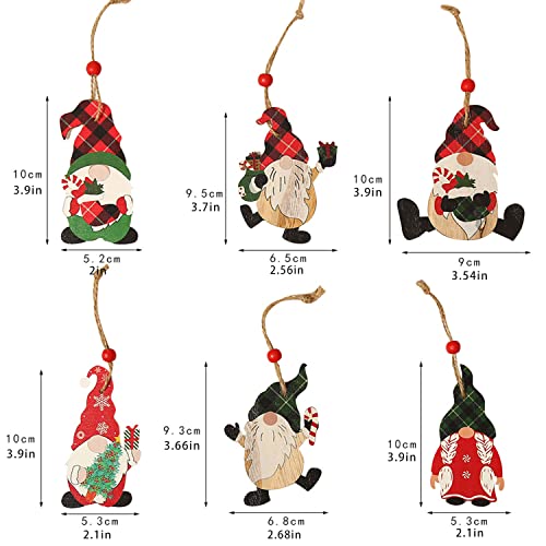 Adurself 6 Pieces Christmas Gnome Ornaments Wooden Ornaments With Ropes Hanging Decorations For Christmas Tree Decoration Gnome Santa Doll Wooden Hanging Craft Gnome Elf Party Supplies #TOP1