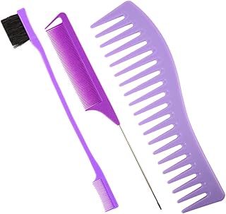 minkissy 2 Conjuntos 6 Pçs Pente De Cabelo Pente De Estilo Terno Masculino Terno De Plástico Roxo Pentes De Provocação Aparador Pente De Salão De Cabeleireiro Pente De Corte De Cabelo