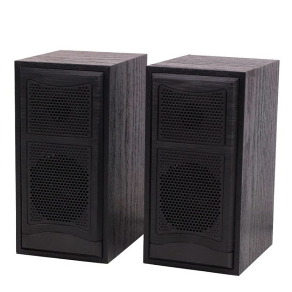 BOLIXIN Wooden Computer Speakers Natural Wood Enclosure Desktop Speaker USB Powered Laptop Speaker Wood Multimedia Loudspeakers (Color : Black)