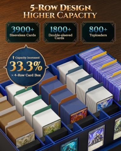Image of MoKo Trading Card Storage Box for MTG, 3900+Capacity, Black Blue