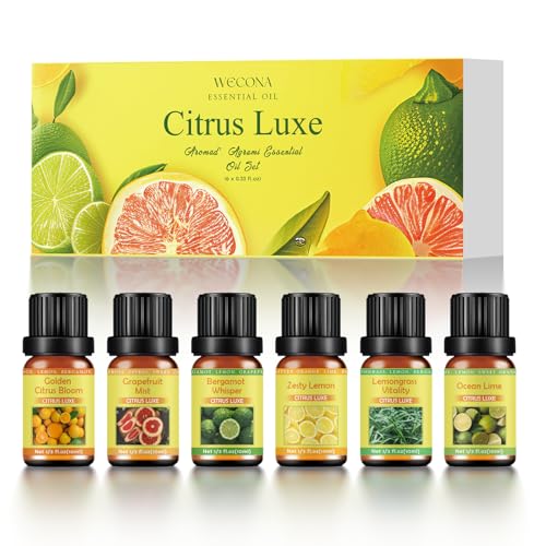 Ätherisches Set für Diffusor, 6x10ml Duftmischungen für Diffuser, einschließlich Grapefruit, ätherische Öle für Diffusor zu Hause oder im