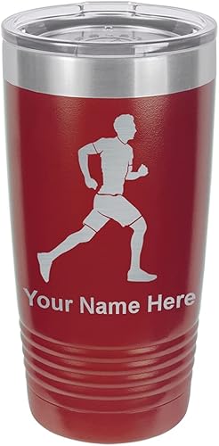 Miniatura 7 de LaserGram 20oz Vacuum Insulated Tumbler Mug, Running Man, Personalized Engraving Included (Gray)