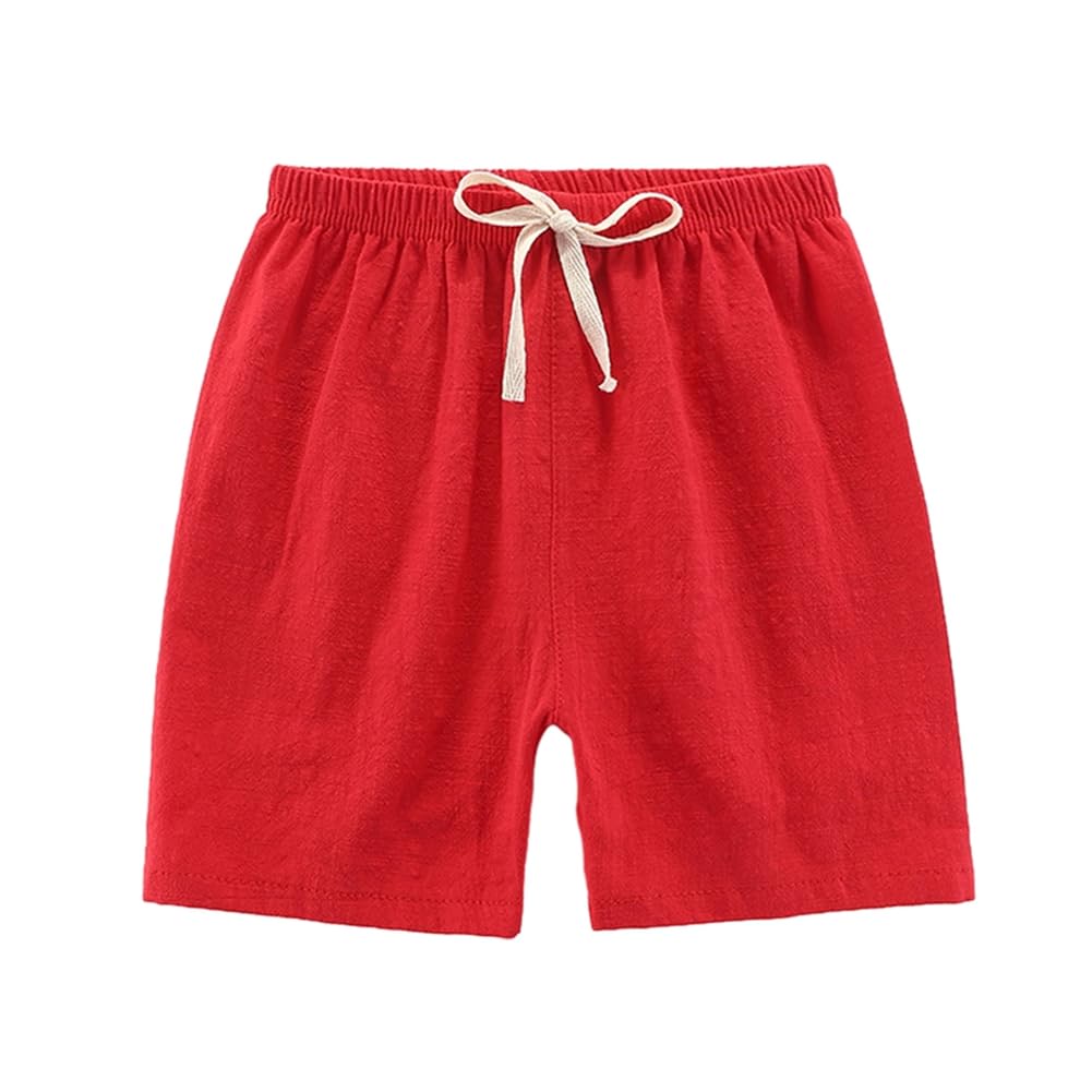 Hotfiary Niños Niñas Pantalones Cortos, Algodón Lino Verano Casual Pantalones Cortos, Niños Pequeños Pantalones Sólidos, Lino Ligero Pantalones Cortos con Cintura Elástica
