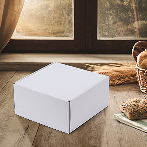 Image of HORLIMER 8x8x4 inches Shipping Boxes Set of 25, White Corrugated Cardboard Box Literature Mailer