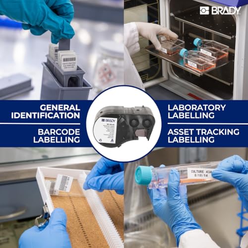 Image of Brady StainerBondz Polyester Pre-Sized Labels for Label Printer BMP51 /BMP53 /M511-320 Self Adhesive Printer Labels - Black on White (25,40 mm (W) x 9,53 mm (H)) - M5-195-481