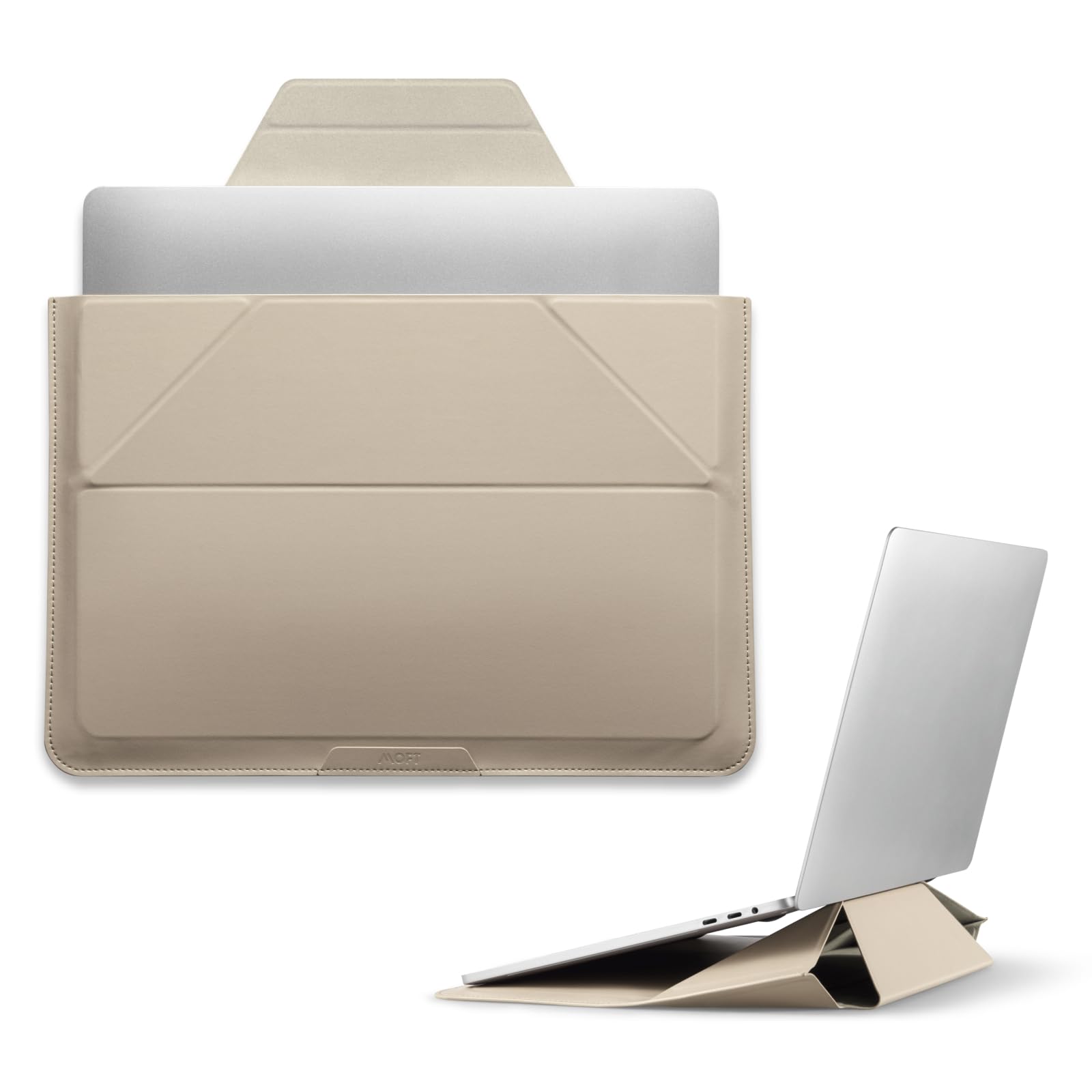 MOFT Laptop Carry Sleeve, 2-in-1 Laptop Bag & Stand for 13.3"MacBook Air/Pro & Dell/HP/Lenovo/Asus, Stylish Slim Computer Sleeve Bag with Expandable Storage for Computer Accessories,Beach White