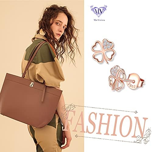 MicVivien 925 Sterling Silver 4 Leaf Clover Earrings Shamrock Earrings Lucky Stud Earrings for Women Teens Girls