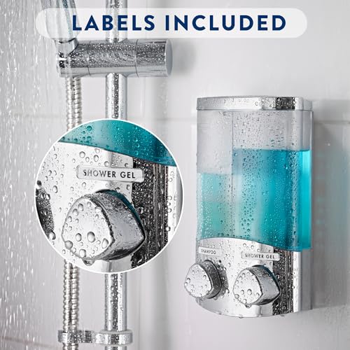 Croydex Wall Mounted Soap Dispenser - Eliminates Shower Clutter, Easy to Refill and Has a Pre-Measured Pump for Your Shower Gel, Shampoo and Conditioner, Mount On Corner or Flat Wall (Chrome, 2x320ml) - Cosy Home Interiors Croydex Wall Mounted Soap Dispenser - Eliminates Shower Clutter, Easy to Refill and Has a Pre-Measured Pump for Your Shower Gel, Shampoo and Conditioner, Mount On Corner or Flat Wall (Chrome, 2x320ml) - Image 6