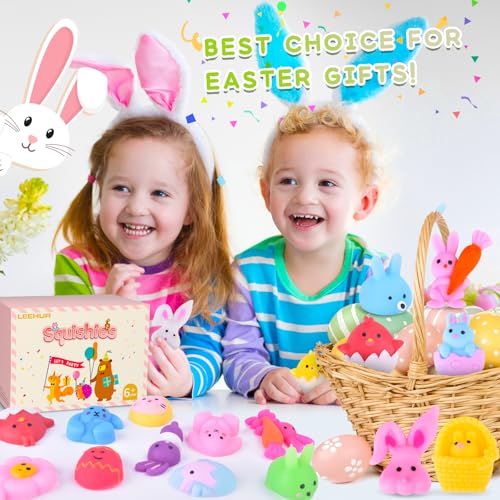 image for LEEHUR 30Pcs Prefilled Easter Eggs with Animal Mochi Squishy Stress Re