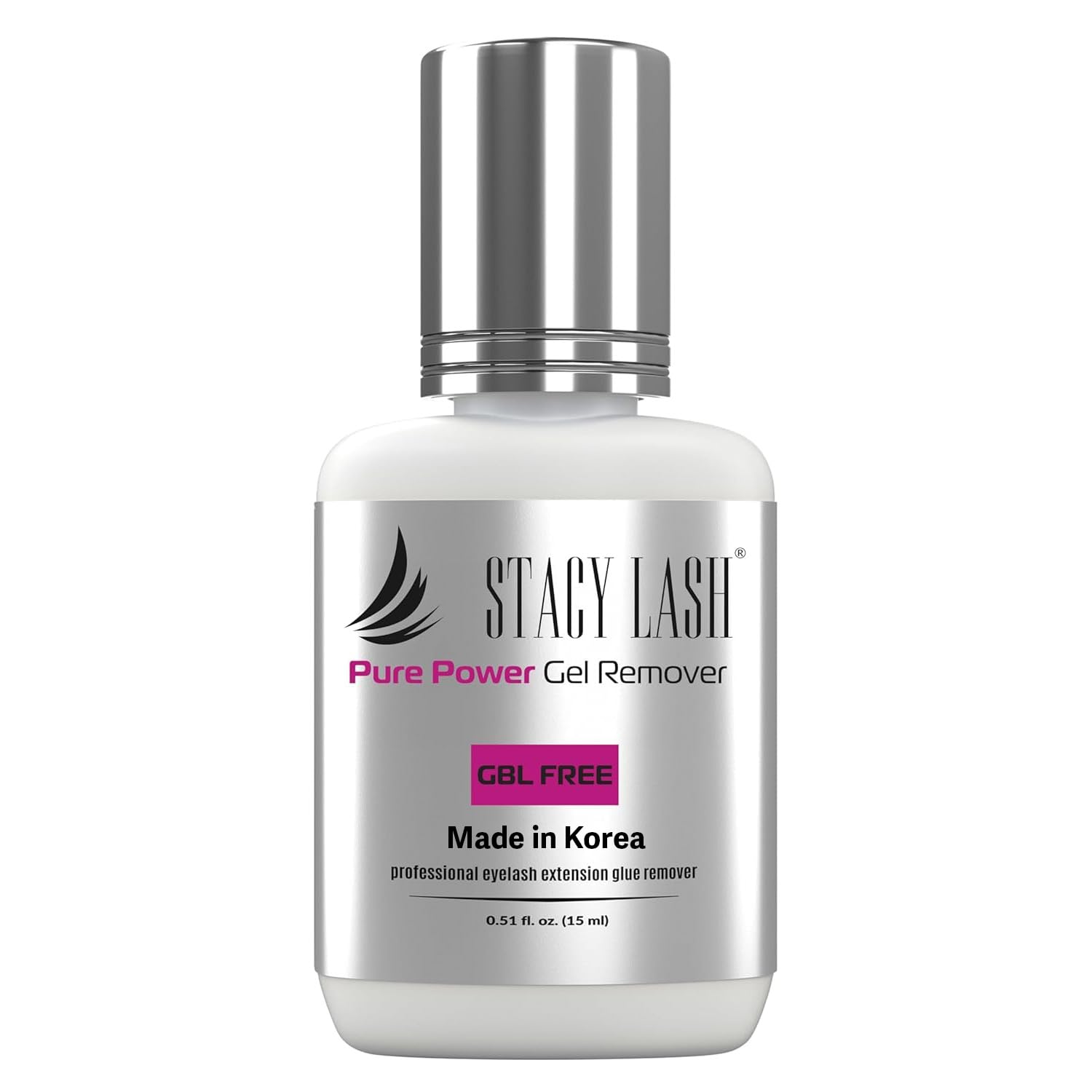 Pure Power Gel Remover for Eyelash Extension Glue Stacy Lash (0.51 fl.oz / 15 ml) / GBL Free/Fast Lash Adhesive Dissolution time - 60 Seconds/Transparent Color/Odorless/Professional Supplies