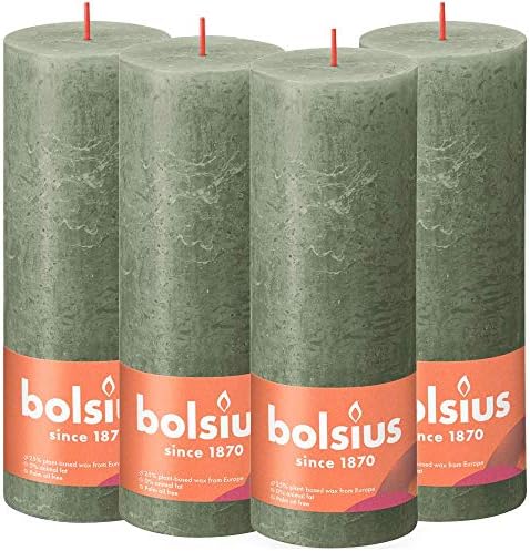 BOLSIUS Rustic Pillar Candle, Yellow, 13 x 7 cm (Pack 4)