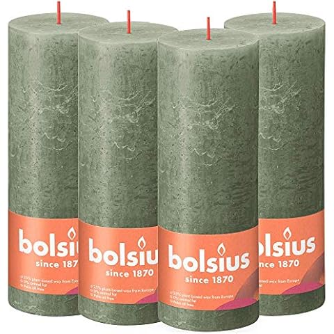 BOLSIUS Rustic Pillar Candle - Fresh Olive Cover