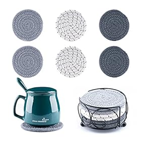 Coasters for Drinks, Absorbent Drink Coaster Set with Holder, Handmade Woven Coasters for Coffee Table, Heat-Resistant… 51