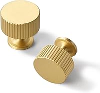 Vista 12 de Paquete de 5 pomos de gabinete de cocina de latón macizo, tiradores de cajón de oro mate, diámetro de 1-1/10 pulg. 28 mm, manijas modernas