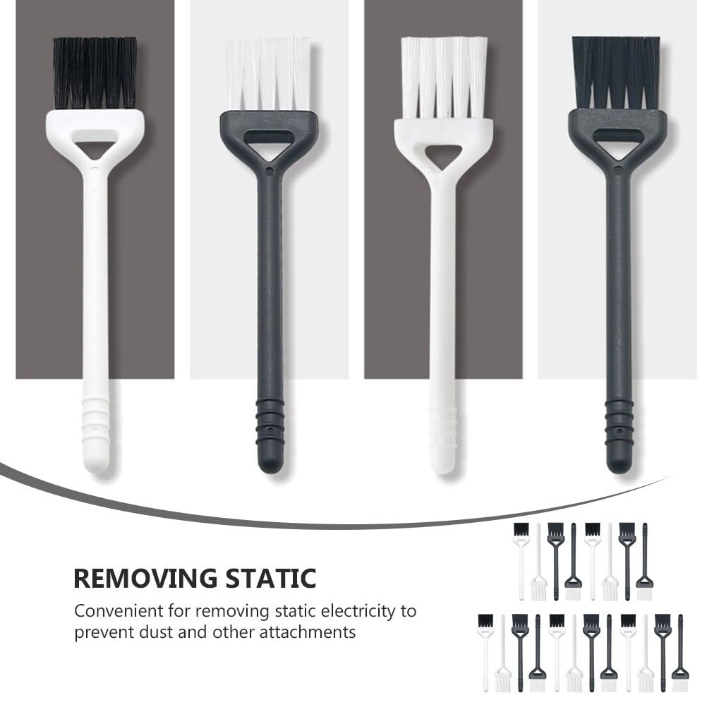 Lurrose Lot de 20 mini brosses de nettoyage pour rasoir électrique - Mini brosse à poils - Pour clavier - Pour peigne et presse à ail - Noir et blanc