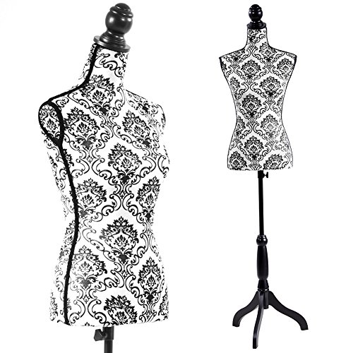 Female Mannequin Torso Dress Form Black Tripod Stand Display Baroco Style