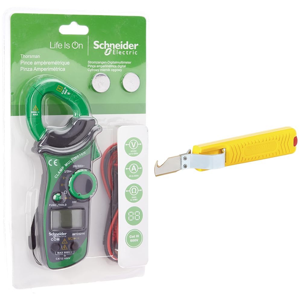 Pinza amperimetrica Schneider avec écran digital et couteau Jokari jaune