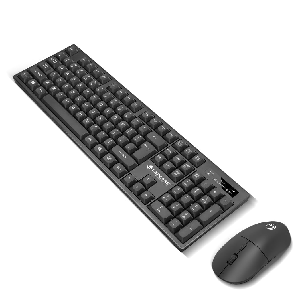Lapcare WL-102 Wireless Keyboard and High Precision Mouse, 2.4GHz Wireless with Nano Receiver, PC/Laptop-Black
