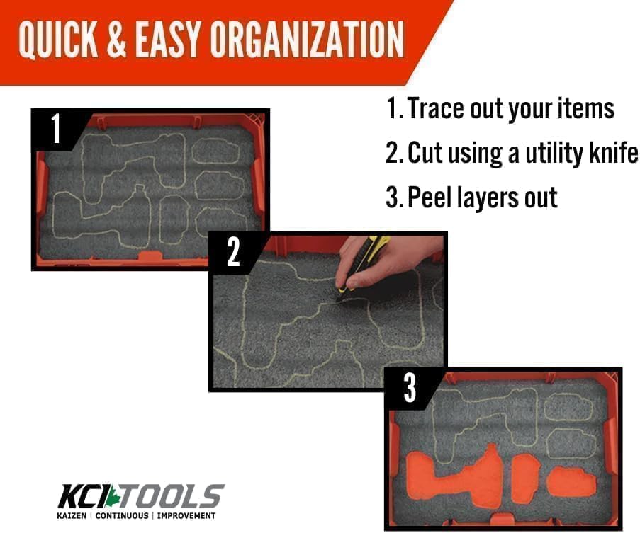 Customizable Tool Box Organizer Foam | 24"x48" 3 Sheets | Tool Drawer Organizer | Blue, 1-3/16" (30mm)