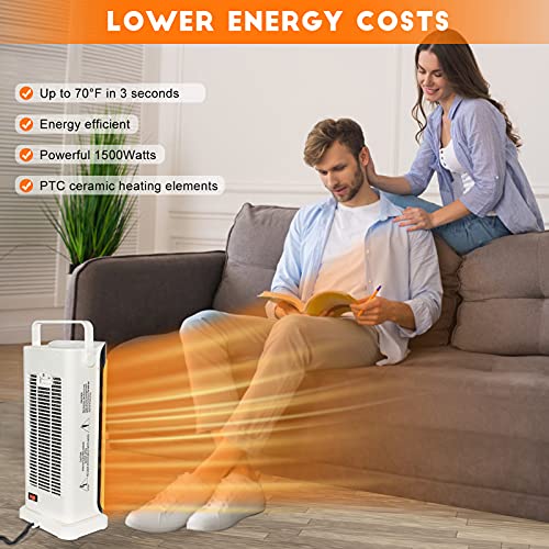 Tectake Space Heater - 1500W Portable Electric Heater With Remote, Fast Heating Ceramic Tower Heater Fan, 12H Timer, 120°Oscillating Heater For Indoor Use Office Large Room Bedroom Desk #TOP1