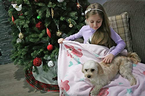Image of Glow in The Dark Blanket Gifts for Toddler Kids Teen Girls| 80 x 70 inch / 200cm x 180cm |Bedroom Decor, Lightweight Throw Blankets|Soft Cozy Fluffy Luminous Throw Blanket - Pink Mermaid
