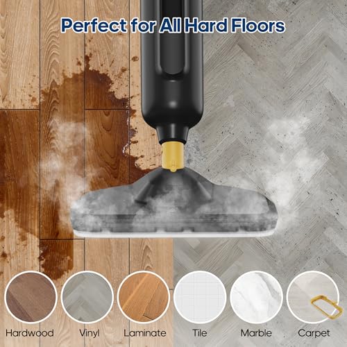 Image of NEWBULIG Steam Mop for Hardwood /Tile /Carpet, Lightweight Steamer Cleaner for Floor Cleaning, Heats Up in 30 Seconds,16.4 FT Cord and 2 Washable Pads