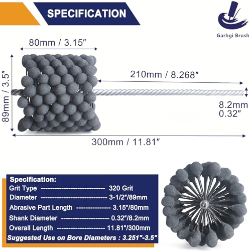 Image of Garhgi 3-1 /2 inch(89mm) Cylinder Hone Tool with 320 Grit Silicon Carbide Ball | Flexible Resilient Ball-Style Honing Smooth Crosshatch Restoration | Engine Brake Caliper Cylinder Rotor Camshaft Piston