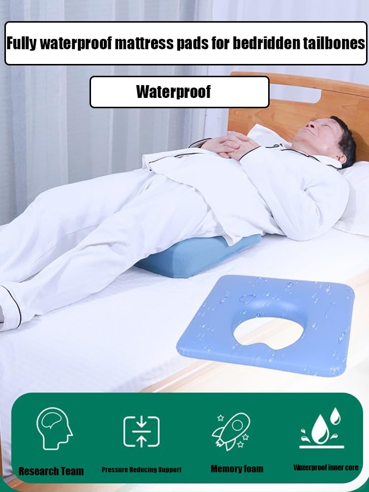 PU Leder Gesäß Dekubitus Kissen, Bettkissen Druck-Stillkissen Schneller Rücksprung O-förmige Öffnung Wasserdicht, Dreieckiges Neigungsdesign Für Steißbein Bettlägerige