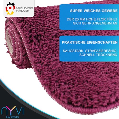 NYVI Badematten Set 2 teilig NYVISpa Lasalle 45x50 + 50x80 cm Lila Badematte & WC-Vorleger - Badezimmerteppich Set - rutschfest, Saugfähig, Schnell Trocknend, Fußbodenheizung geeignet, Oeko-TEX – Bild 3