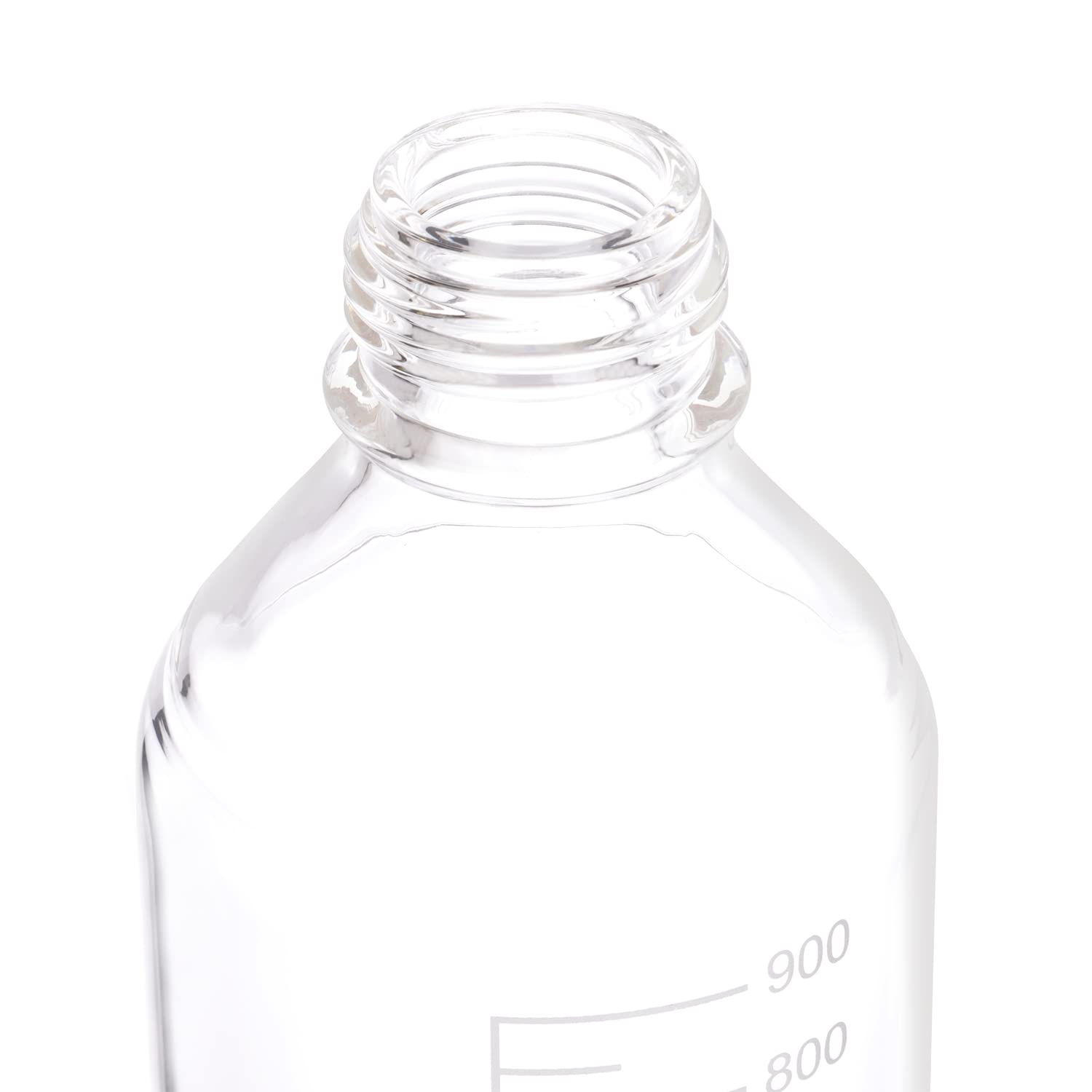 2 Stück 1000 ml abgestufte runde Reagenzmedien-Aufbewahrungs-Laborflaschen mit GL45 PBT rotem Schraubverschluss, 3,3 Borosilikat-Klarglas