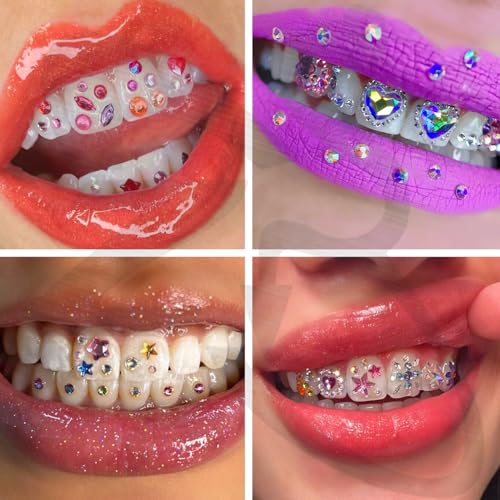 ZS 500Pcs Fake Nose Stud, Non-Piercing Eyebrow Nose Lip Ear Ring Fake Skin Piercing Jewelry, Faux Nose Studs Face Gems Stick on Face Jewels Eye Jewels with Eyelash Glue4