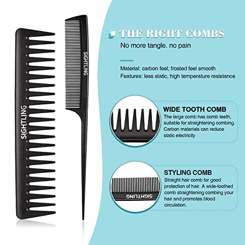 Sightling 4Pcs Paddle Hair Brush Set, Detangling Brush And Hair Comb Set For Men And Women, Great On Wet Dry Long Thick Thin Curly Natural Hair #TOP2