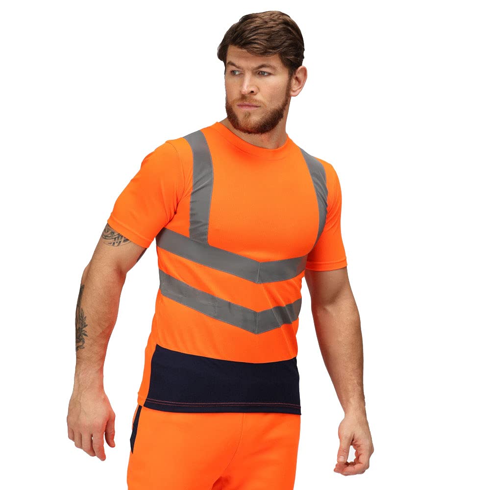 Regatta Men's Hi-Vis T-Shirts - Orange/Navy - 3XL