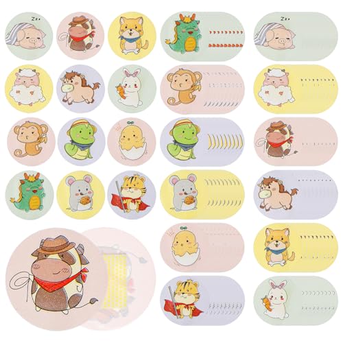 120 tiritas infantiles de dibujos animados, redondas, 2,3 cm, punto adhesivo, tela flexible para niños para pequeñas heridas, granos, vacunas y ampollas (12 estilos)