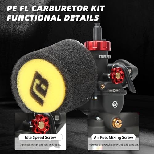 Image of NIBBI PE17 Carburetor Kit, 17mm Carburetor Motorcycle Carb with Foam Air Filter-Fit for 100cc 110cc Dirt Bike Pitbike Minibike Apollo TaoTao Lifan Kayo SSR