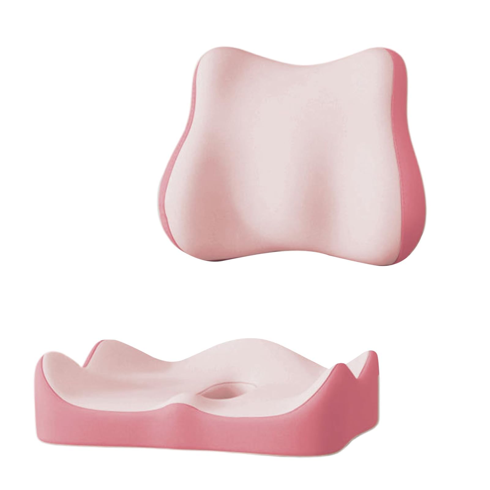 Memory Foam Sitzkissen Mit Lordosenstütze Für Bürostuhl, Steißbeinkissen Für Gaming Stuhl, Rollstuhl & Autositz, Ergonomisches Sitzkissen Mit Anti-rutsch Basis, Rosa Pink OneSize