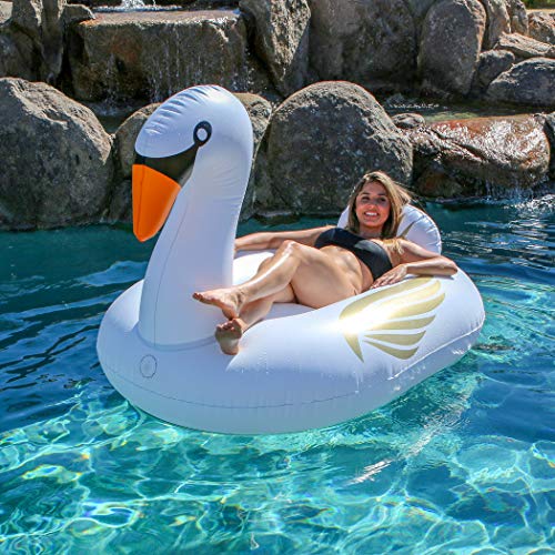Gofloats Giant Inflatable Pool Floats - Choose Unicorn, Dragon, Flamingo, Swan, Or Bull - Includes Drink Float #TOP3