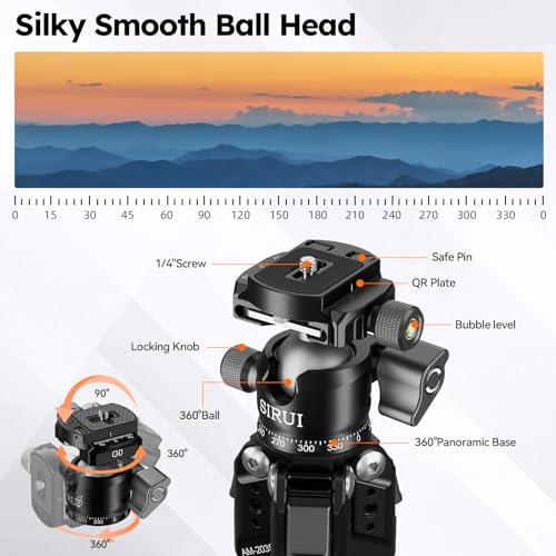 Image of SIRUI AM-203S+G0 Aluminum Mini Desktop Tripod, Low-Profile Ball Head | 1.9LB Lightweight, 33LB Load, 16.7 inch Height, DSLR, Mirrorless Camera, Phone, Vlogging, Tabletop Photography