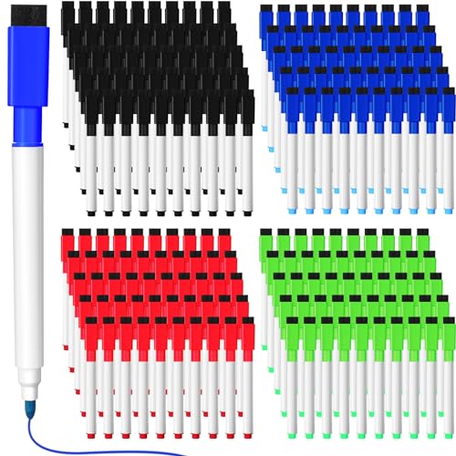 Image of Kosiz 200 Pcs Magnetic Dry Erase Markers, Black, Red, Blue, Green