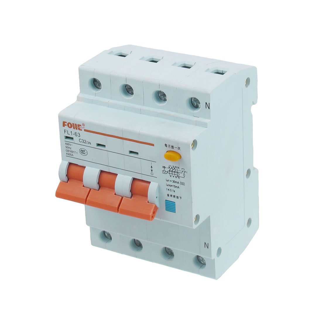 IEUMJNAT AC 400V 32A 3 Pole 3P+N Overload Protection Miniature Circuit Breaker