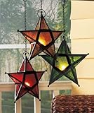 Hanging Glass Star Candle Holder - Set of 3