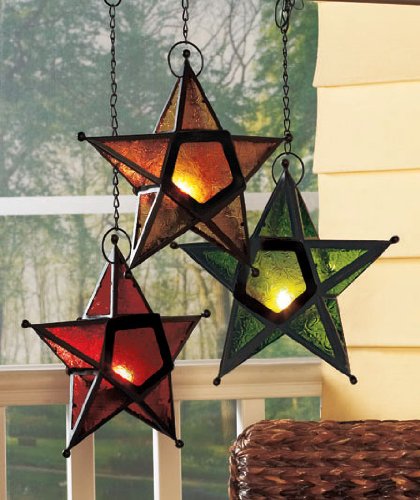 Hanging Glass Star Candle Holder - Set of 3