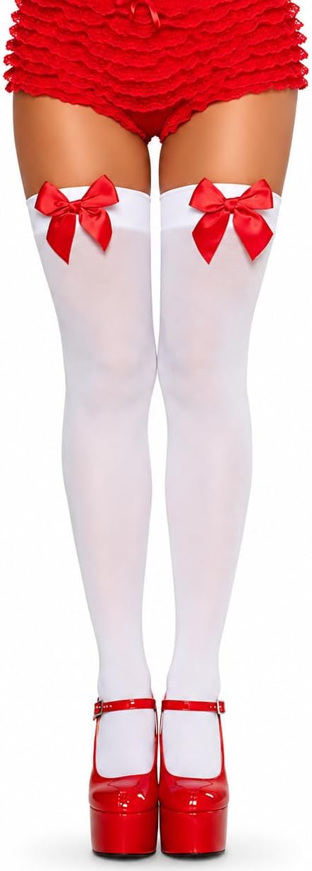 Leg Avenue womens Satin Bow Accent Thigh Highs