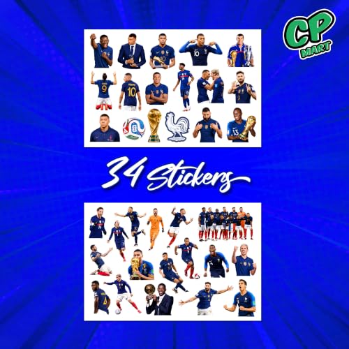 Image of Anime Stickers - Vinyl Waterproof Laptop Decals | Anime Characters Aesthetic Sticker Set for Water Bottle, Skateboard, Notebook (France Football Team)